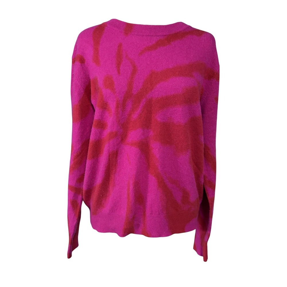 Aqua Cashmere Sweater Womens M Pink 100% Cashmere Crewneck Geometric Pullover